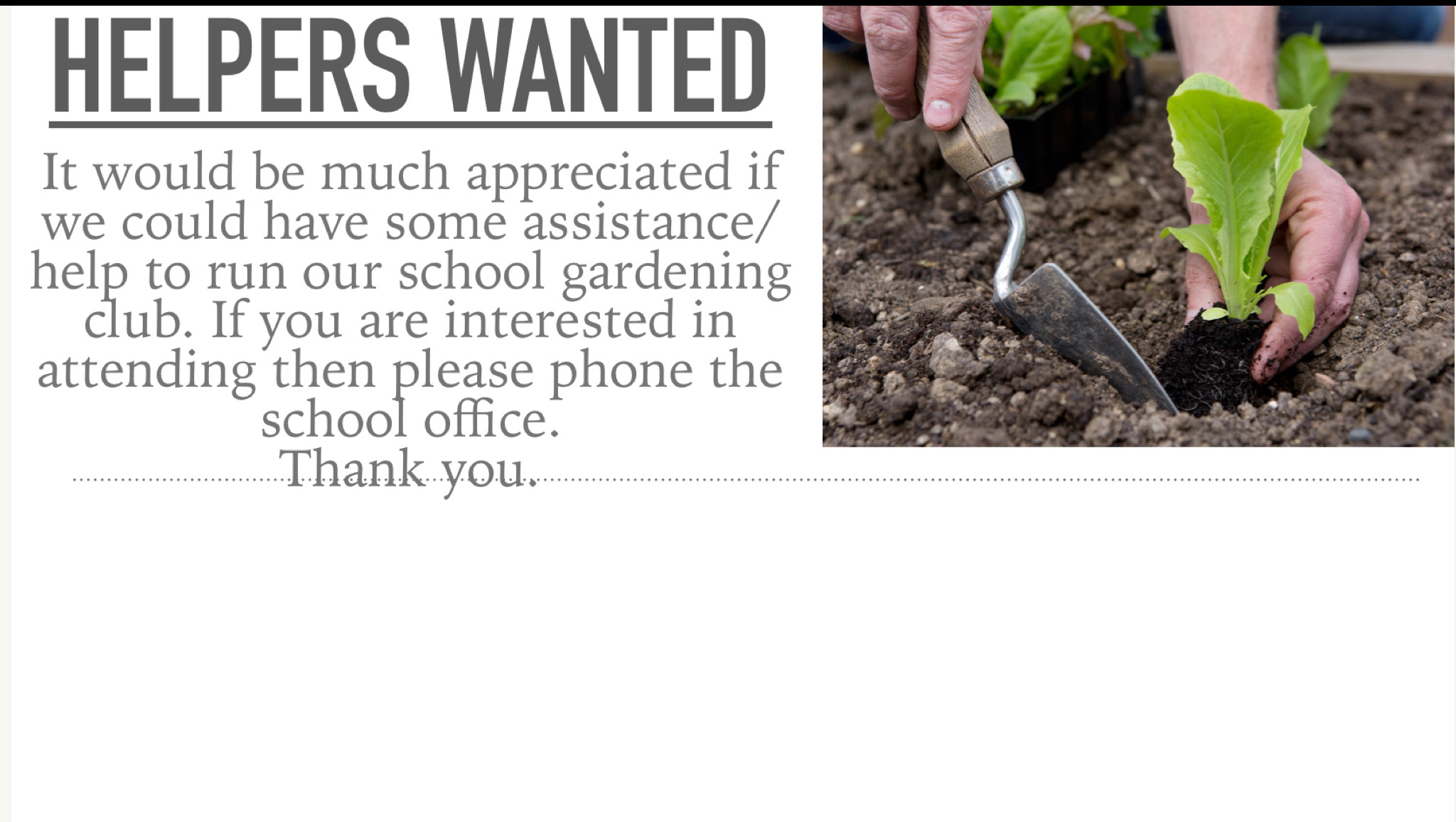 Helpers wanted