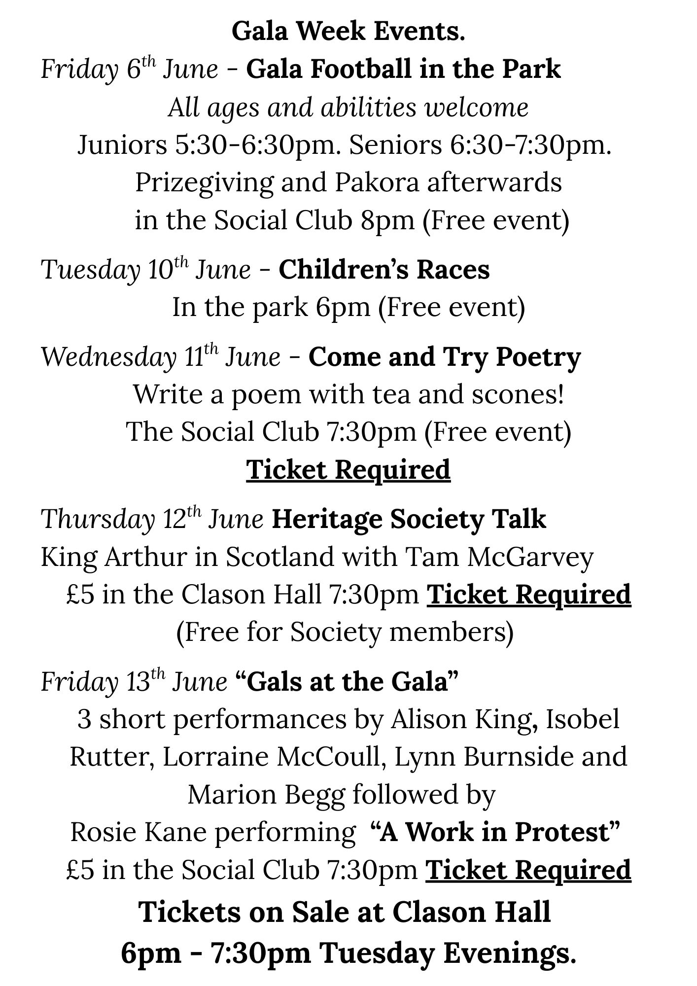 Gala Week Events